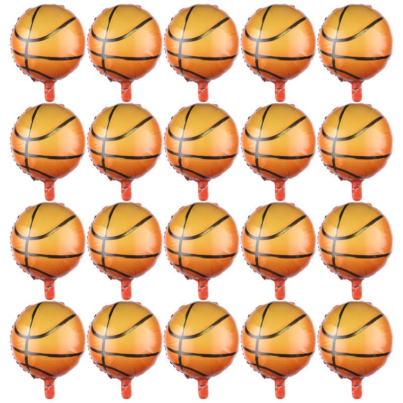 BIEUFBJI 20 Pack Mylar Basketball Balloons - 18 Inch Aluminum Foil Balloons for Sport & Birthday Party Decoration - Image 1